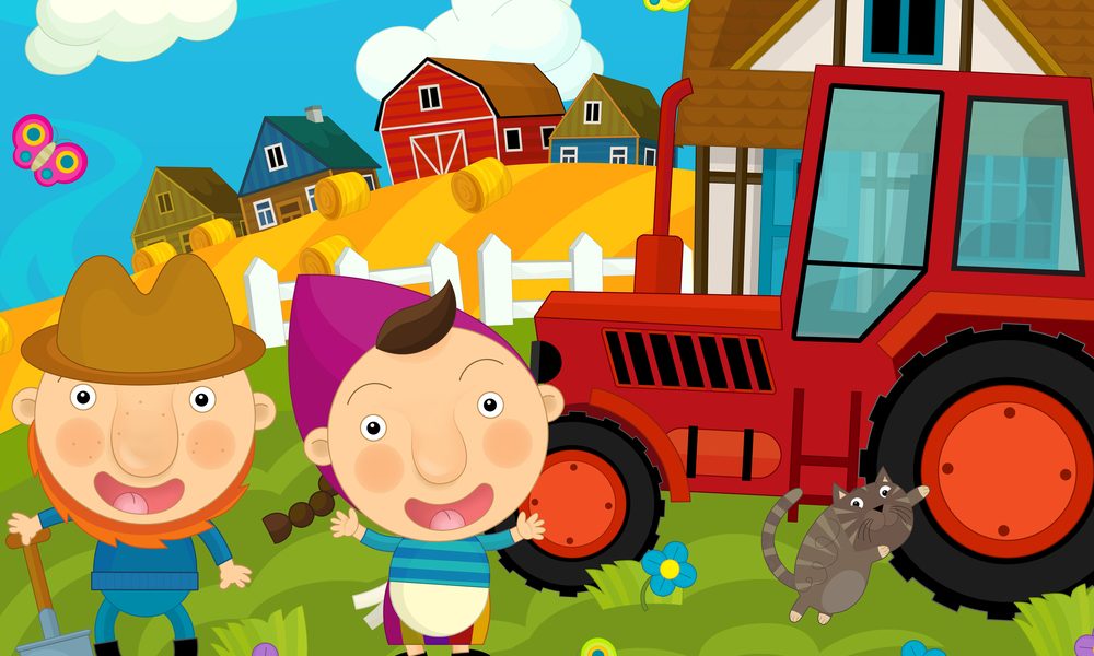 Børn og traktor