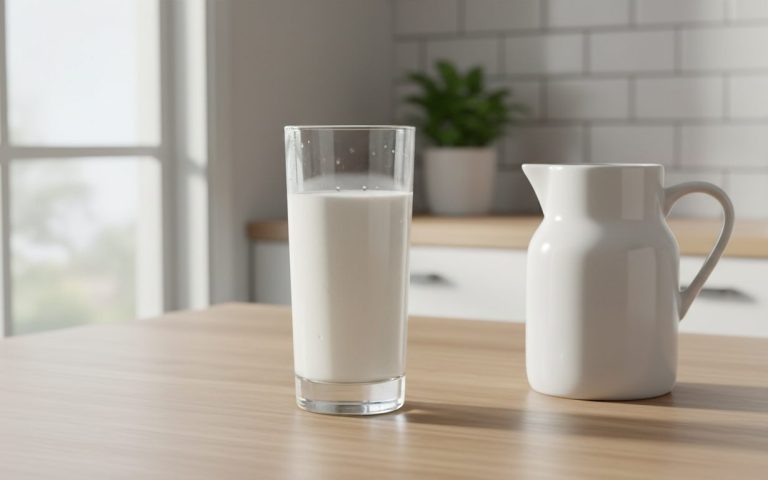 Glas mælk ved siden af en kande